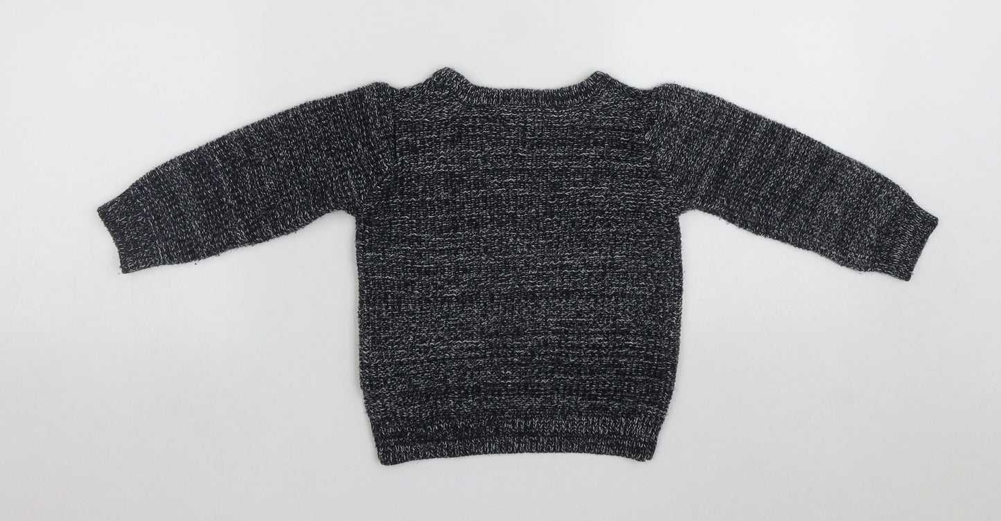 Little Rebel  Girls Blue Round Neck  Acrylic Pullover Jumper Size 2 Years