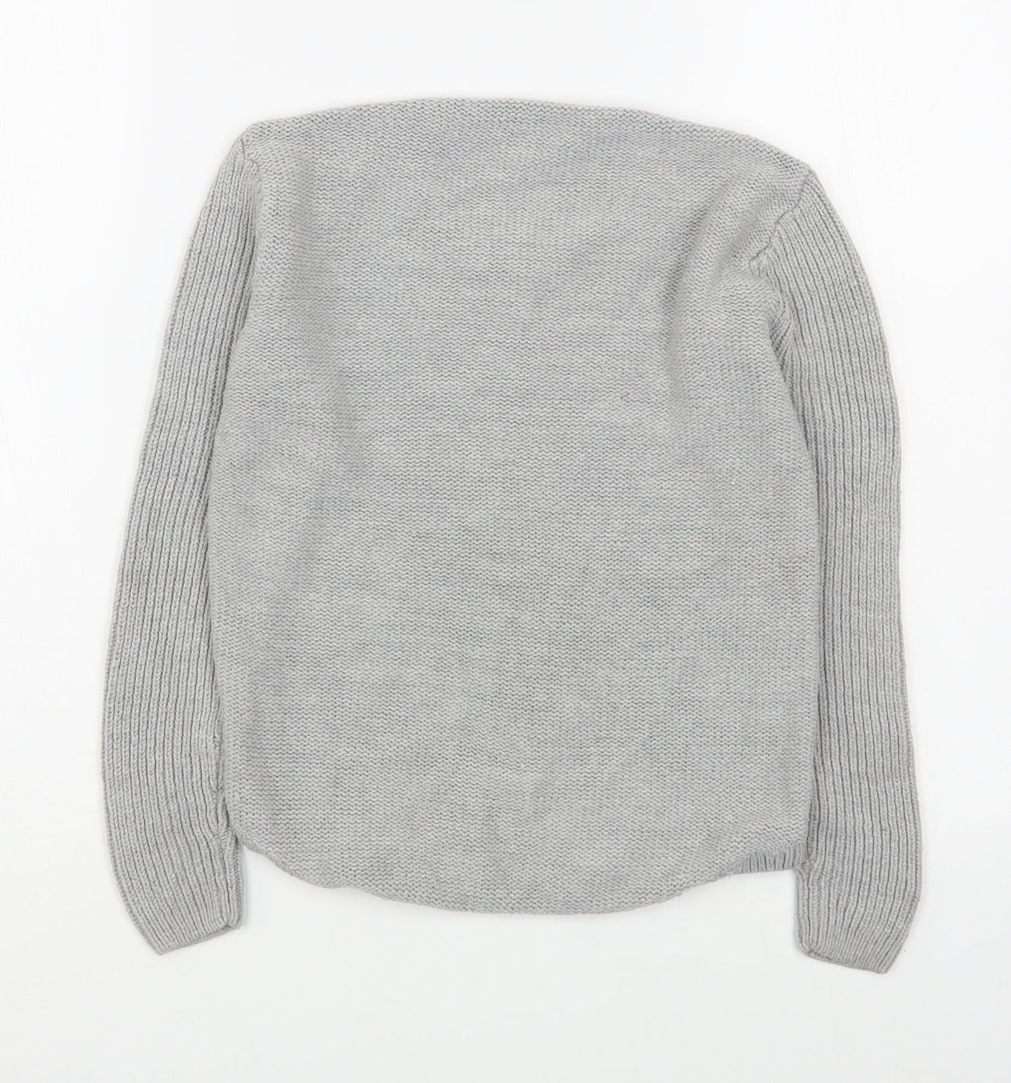 Pep&Co Girls Grey Round Neck  Acrylic Pullover Jumper Size 9-10 Years  Pullover