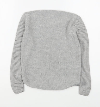 Pep&Co Girls Grey Round Neck  Acrylic Pullover Jumper Size 9-10 Years  Pullover