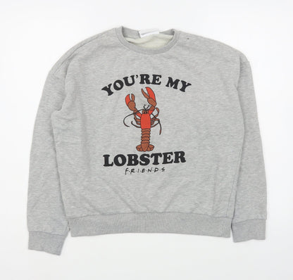 Additional front view of M&Co girls’ grey cotton pullover sweatshirt, size 14, years pullover