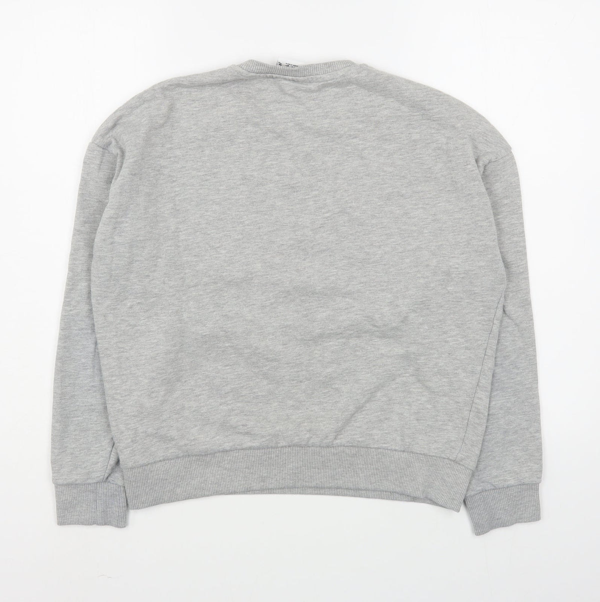 Back view of M&Co girls’ grey cotton pullover sweatshirt, size 14, years pullover