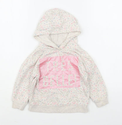 Primark Girls Multicoloured Floral Cotton Pullover Hoodie Size 2-3 Years  Pullover