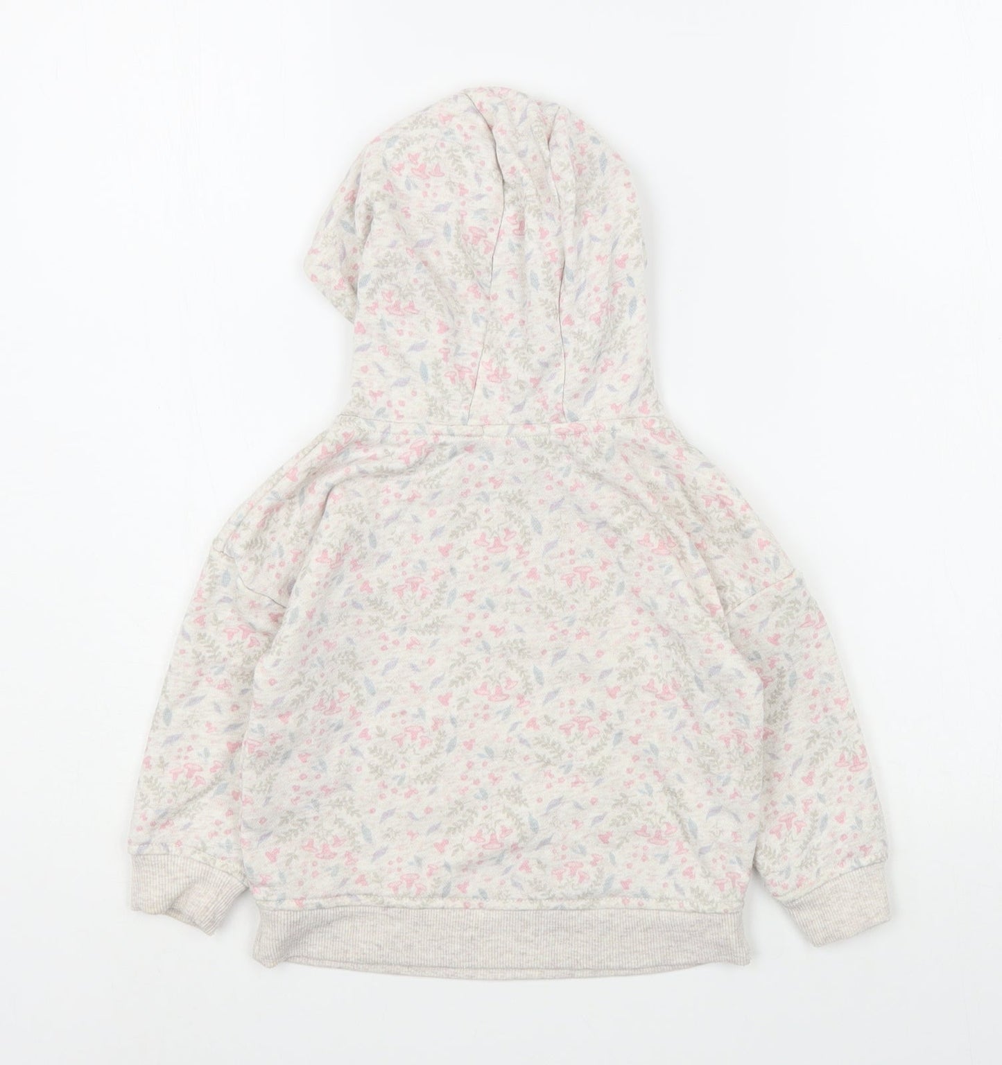 Primark Girls Multicoloured Floral Cotton Pullover Hoodie Size 2-3 Years  Pullover