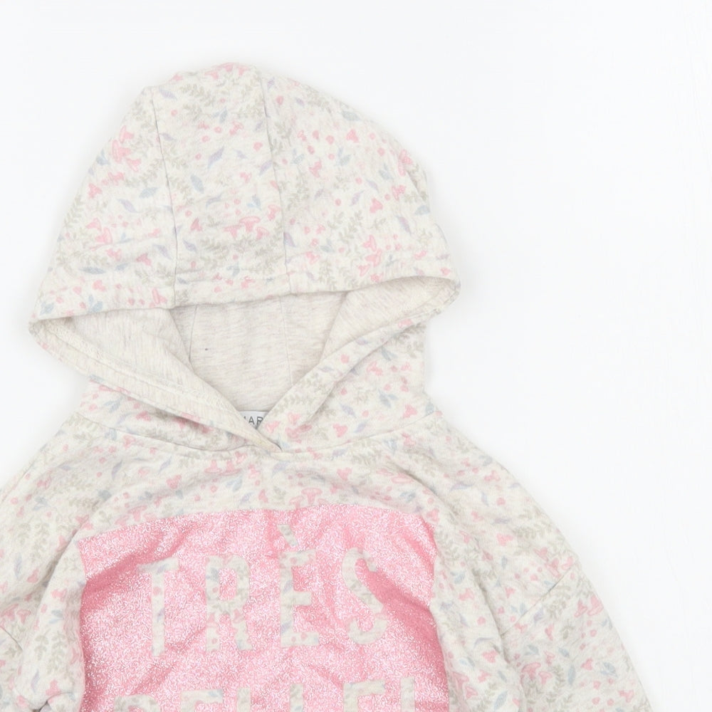Primark Girls Multicoloured Floral Cotton Pullover Hoodie Size 2-3 Years  Pullover