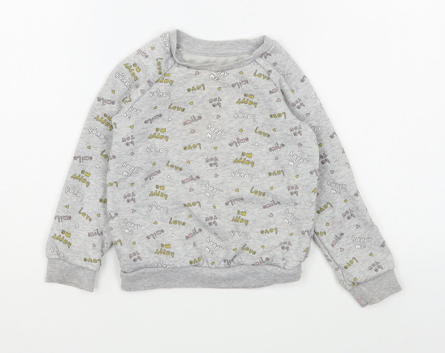 Primark Girls Grey Geometric Cotton Pullover Sweatshirt Size 2-3 Years  Pullover