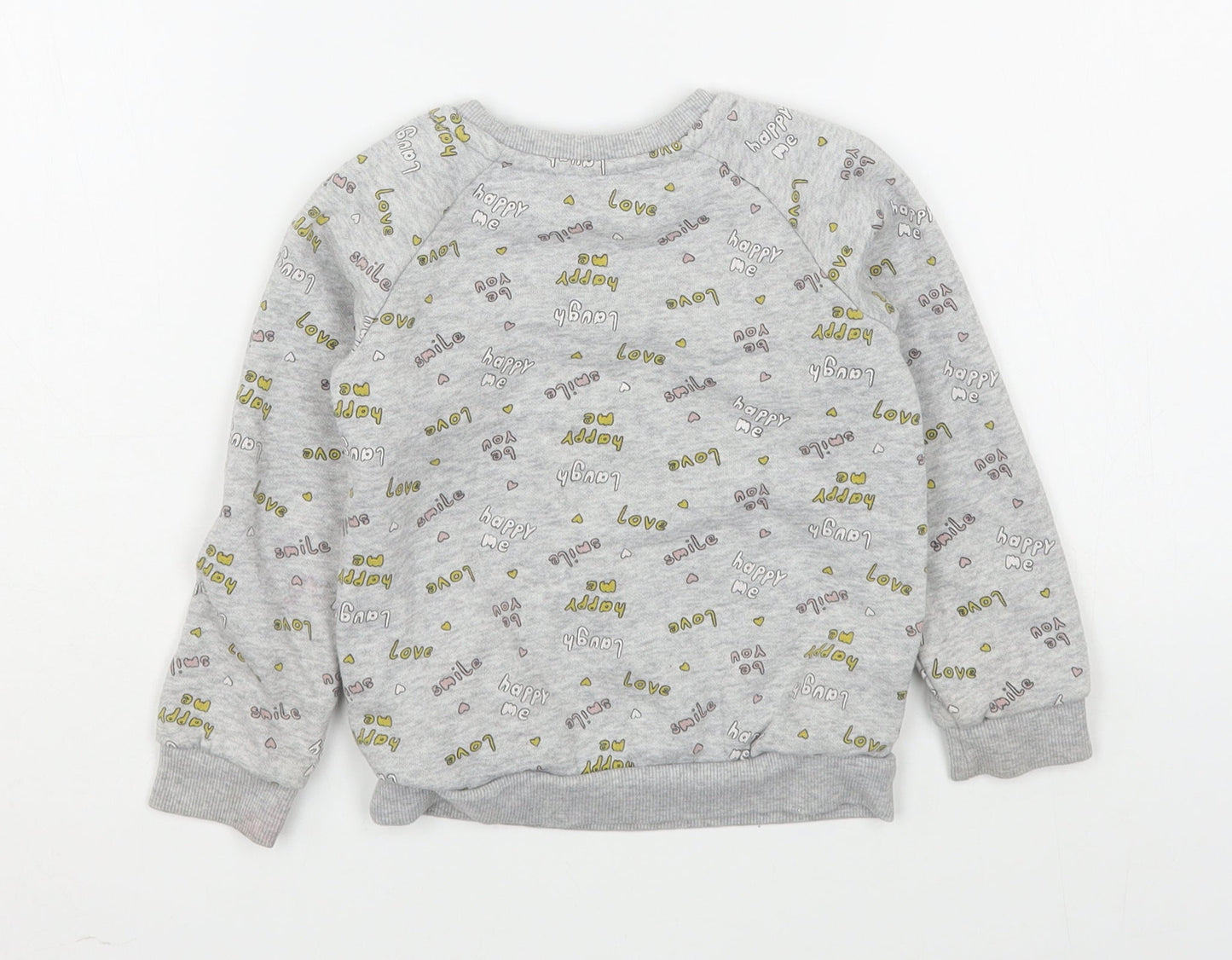 Primark Girls Grey Geometric Cotton Pullover Sweatshirt Size 2-3 Years  Pullover