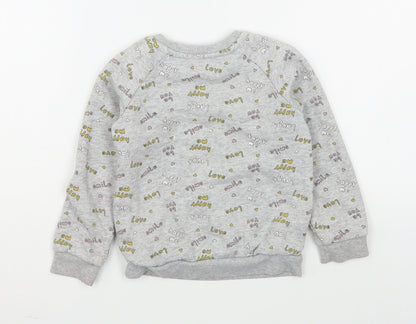 Primark Girls Grey Geometric Cotton Pullover Sweatshirt Size 2-3 Years  Pullover