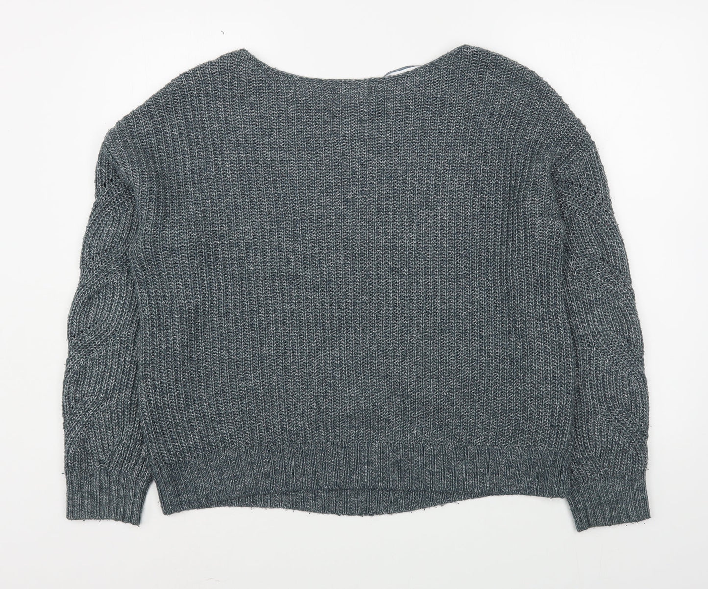 Rachel Roy Womens Blue Boat Neck  Acrylic Pullover Jumper Size M