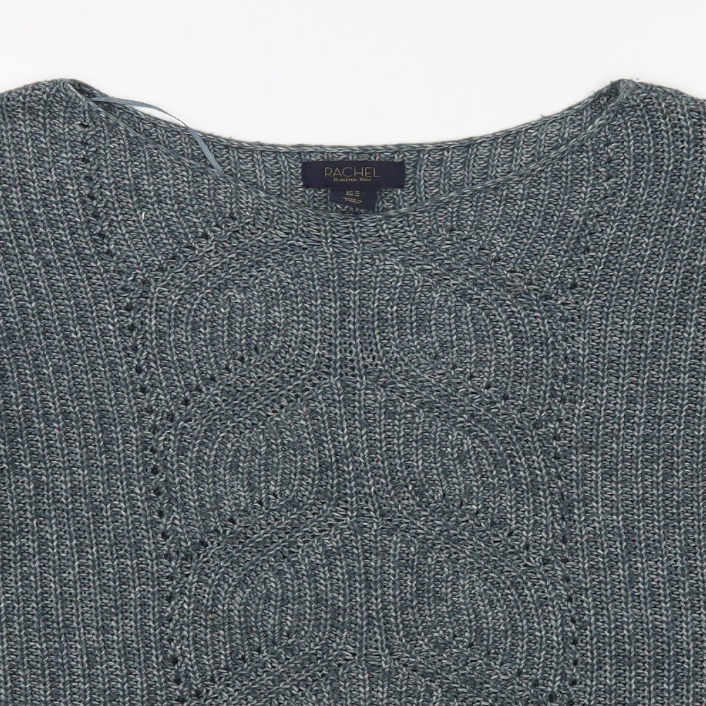 Rachel Roy Womens Blue Boat Neck  Acrylic Pullover Jumper Size M