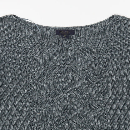 Rachel Roy Womens Blue Boat Neck  Acrylic Pullover Jumper Size M