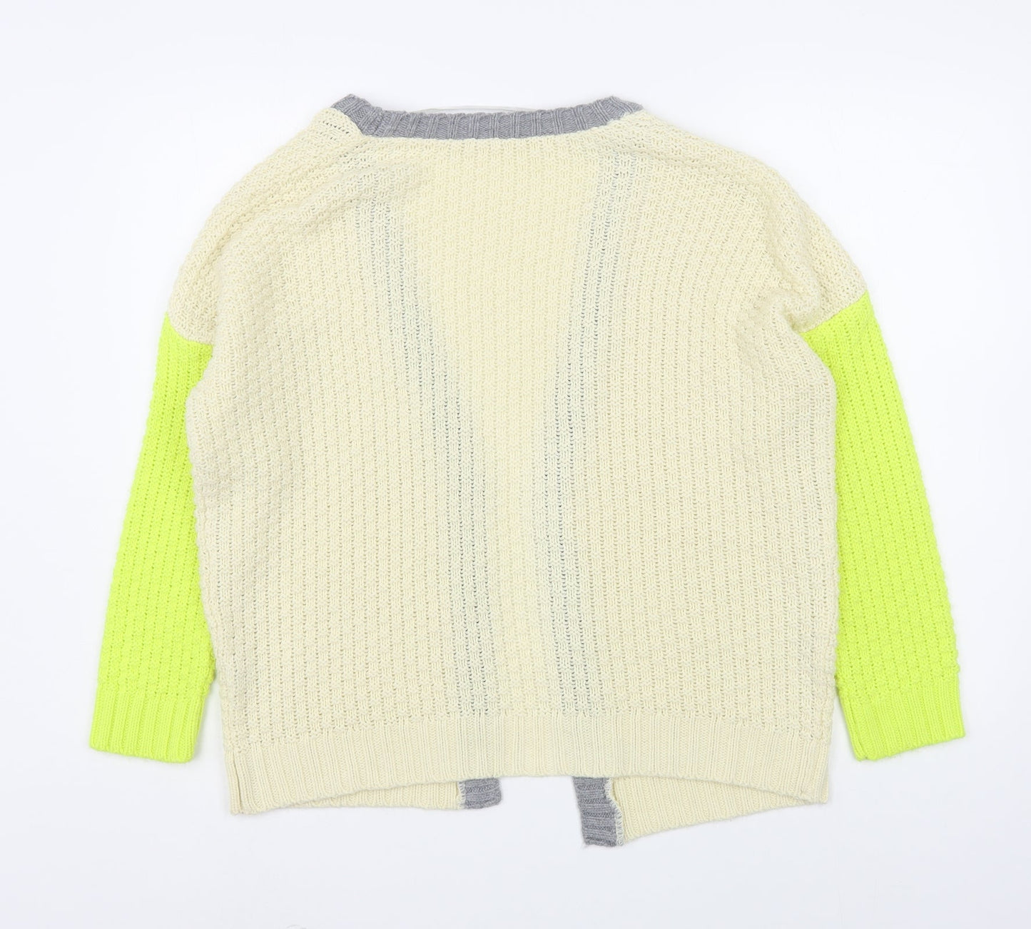 Primark Womens Beige V-Neck  Acrylic Cardigan Jumper Size 12