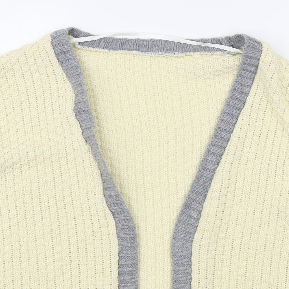 Primark Womens Beige V-Neck  Acrylic Cardigan Jumper Size 12