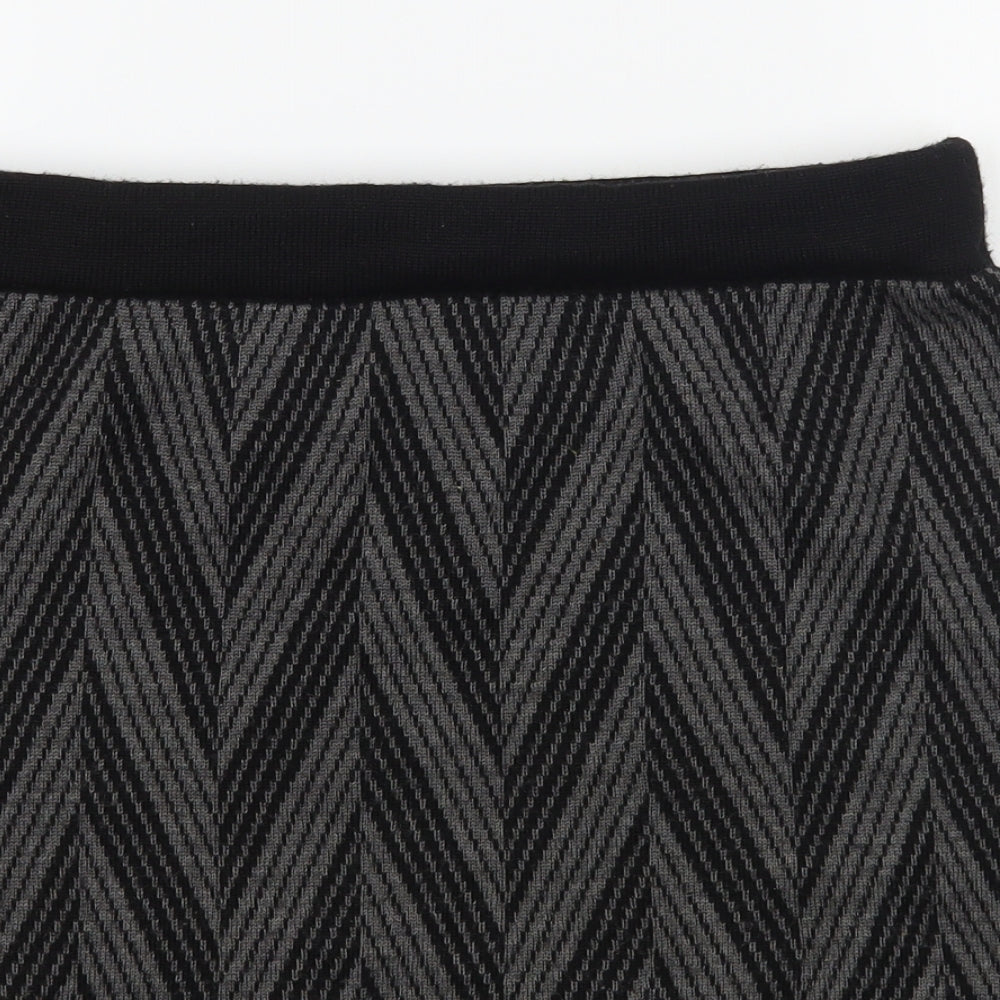 Kenar Womens Black Striped Acrylic A-Line Skirt Size L