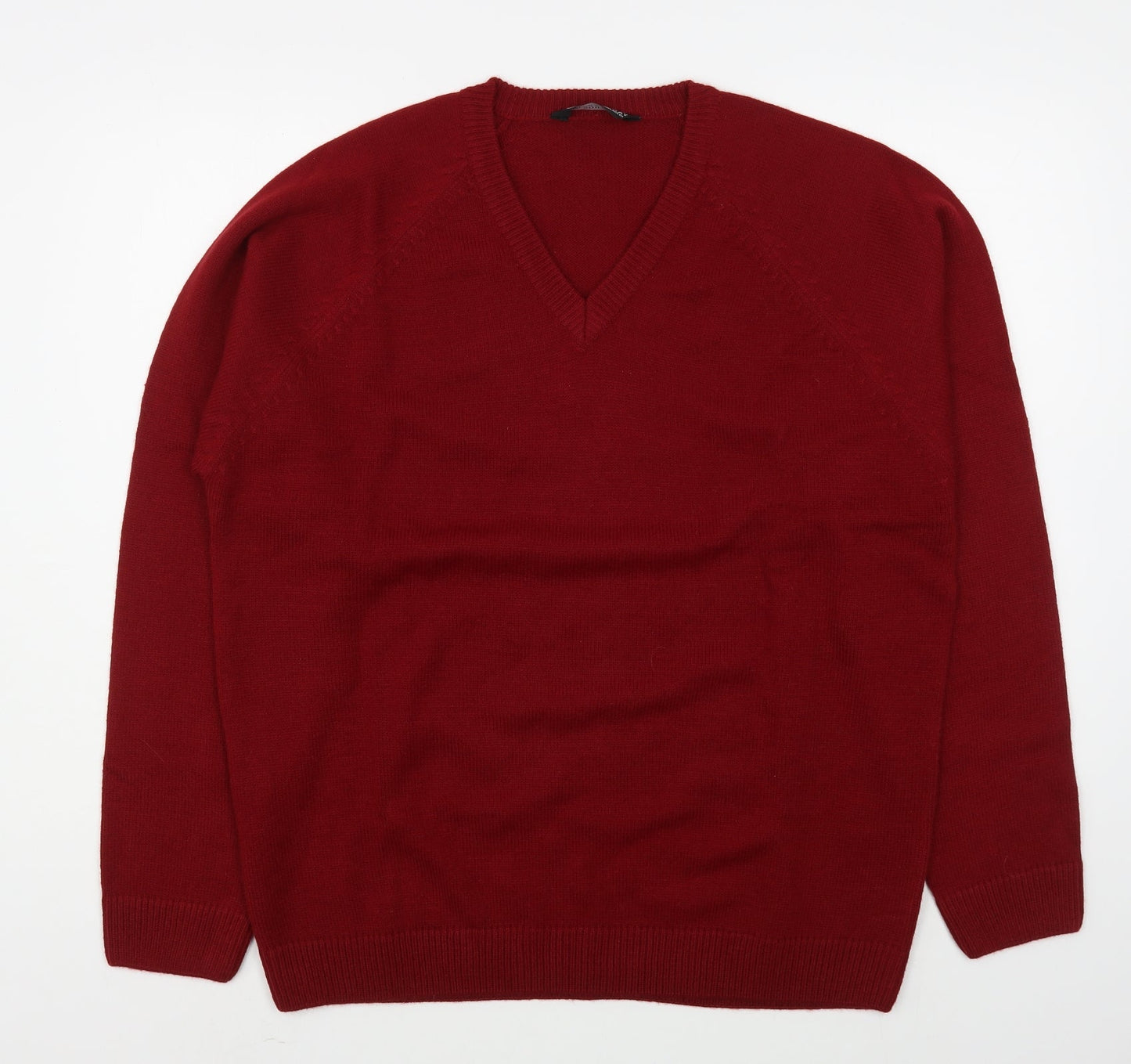 Southbay Mens Red V-Neck  Acrylic Pullover Jumper Size M