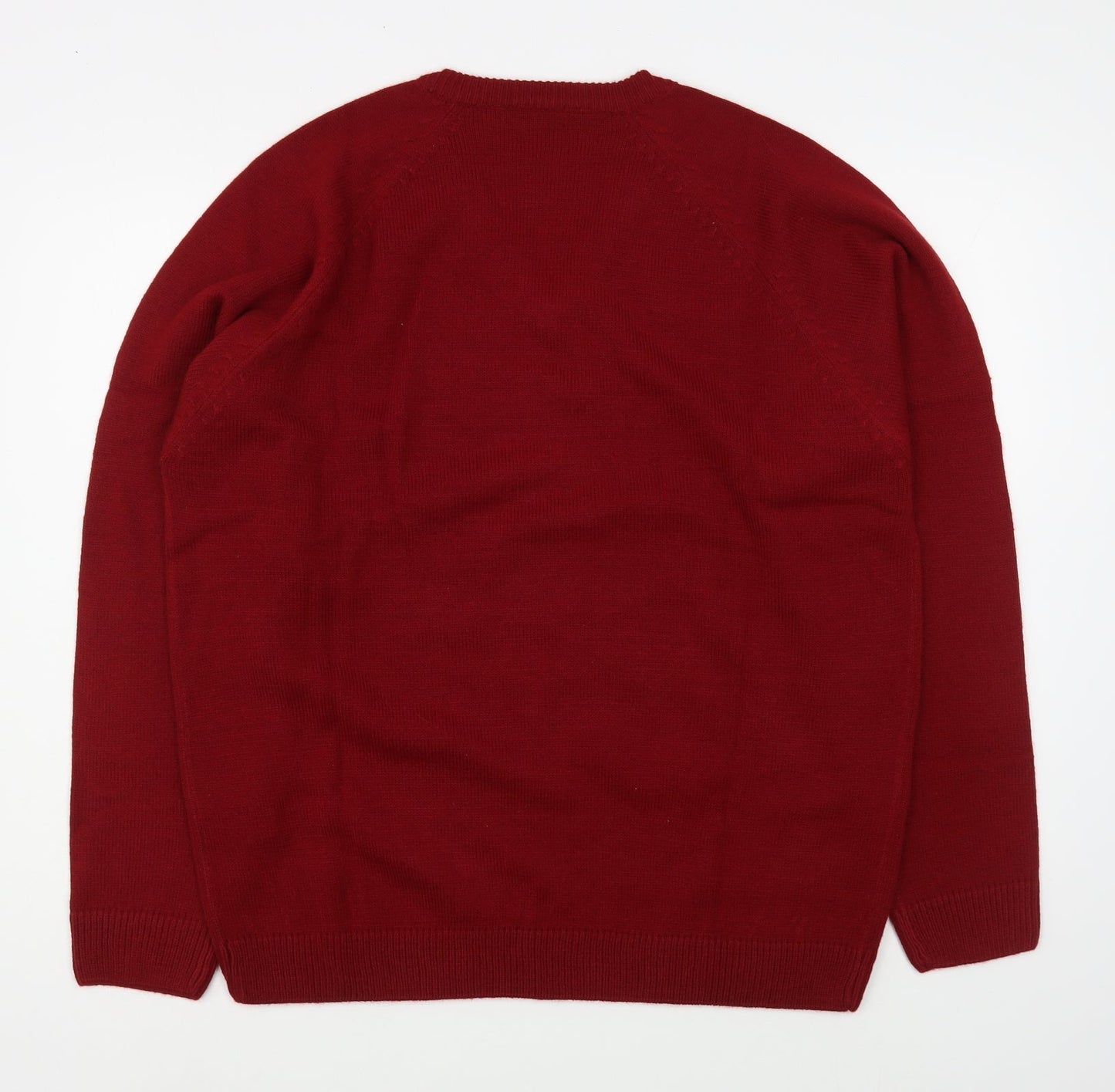 Southbay Mens Red V-Neck  Acrylic Pullover Jumper Size M