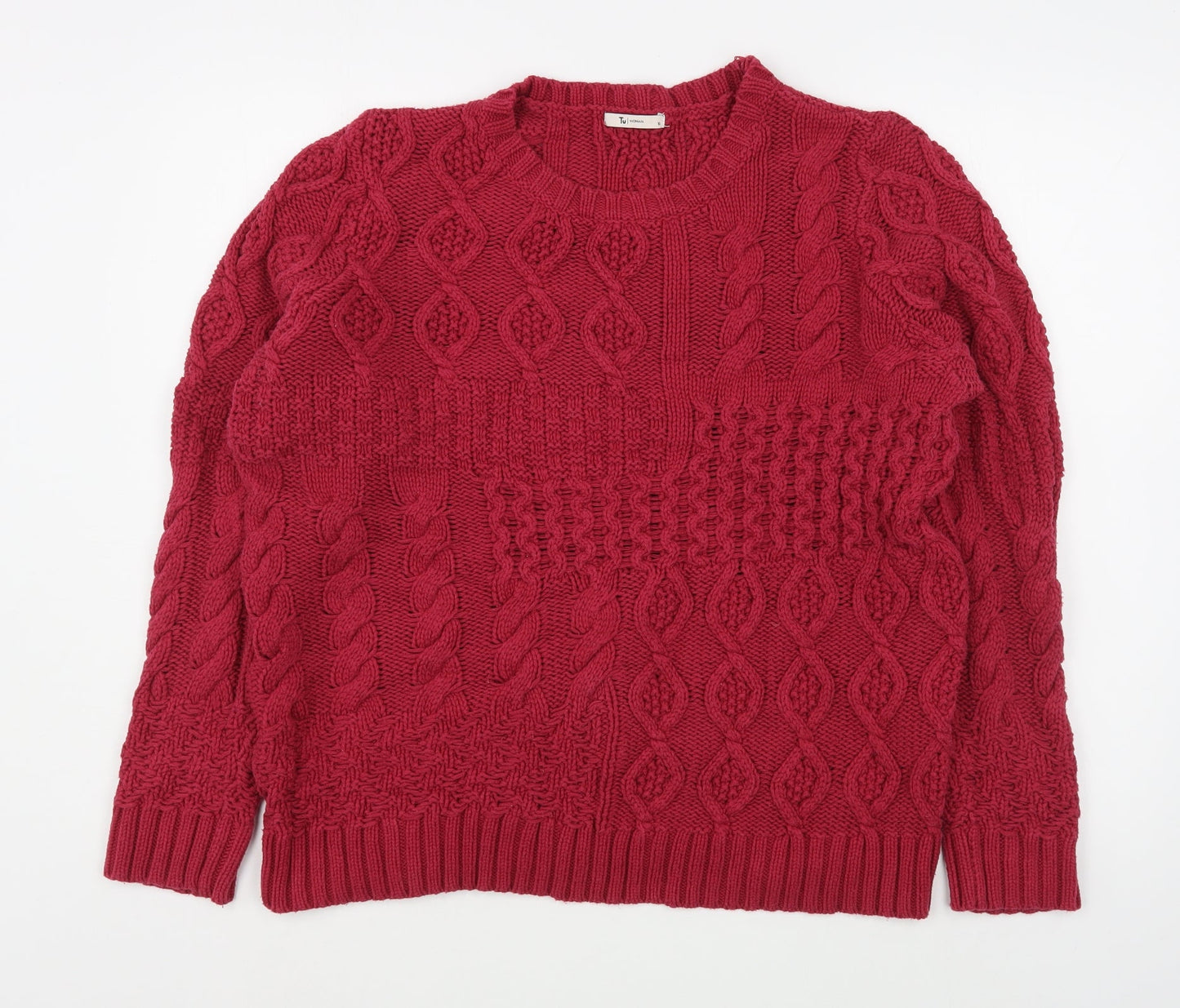 Tuy Womens Pink Round Neck  Cotton Pullover Jumper Size 8
