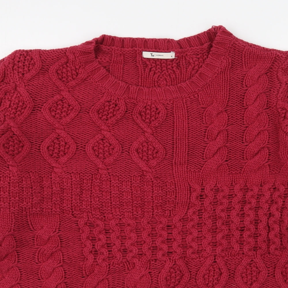 Tuy Womens Pink Round Neck  Cotton Pullover Jumper Size 8