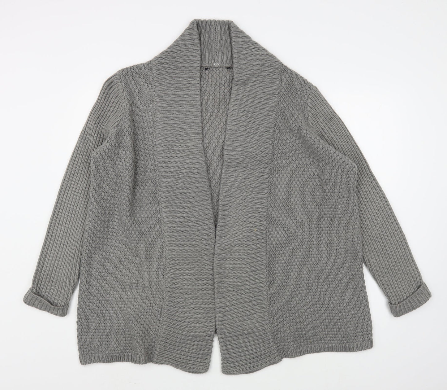 Womens UK Size L Preworn Grey Cardigan Jumper