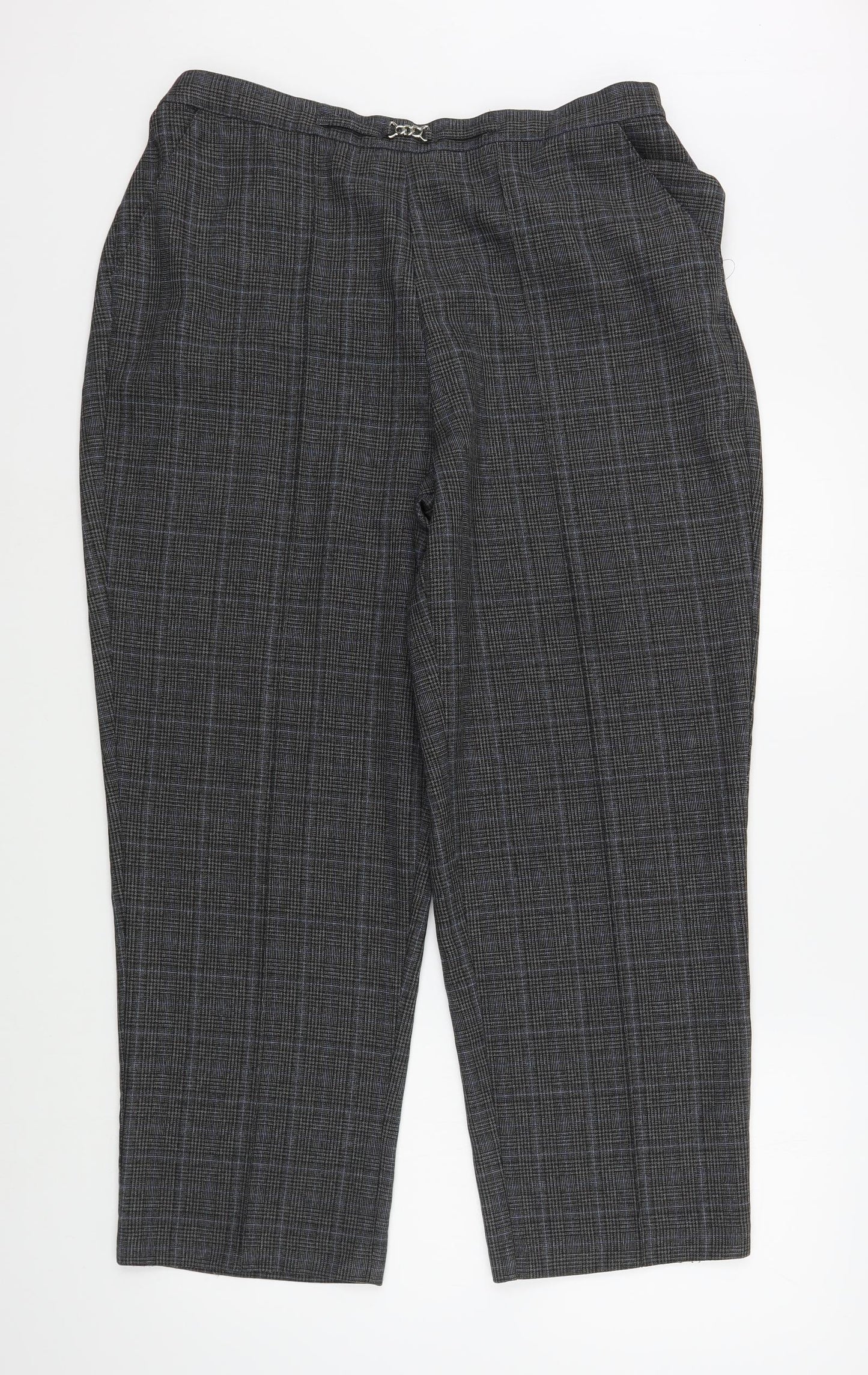 BM Womens Grey Plaid Polyester Trousers  Size 18 L27 in Regular