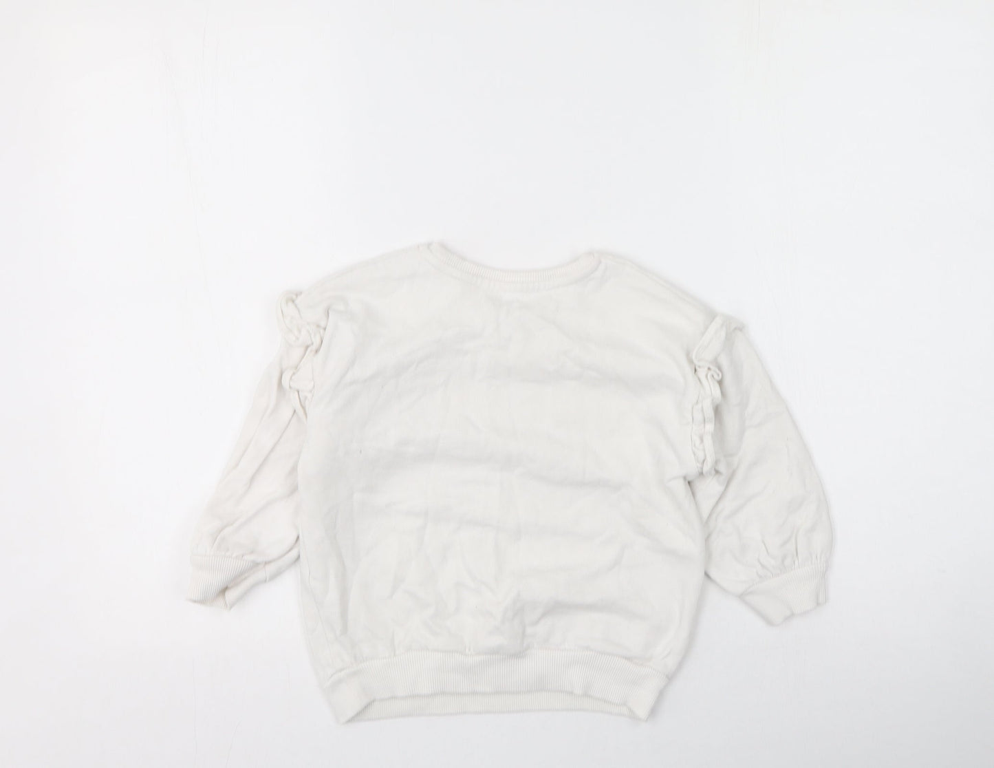 George  Girls White  Cotton Pullover Sweatshirt Size 3-4 Years