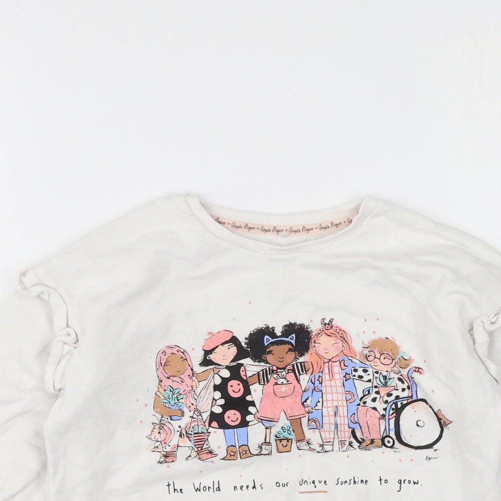 George  Girls White  Cotton Pullover Sweatshirt Size 3-4 Years