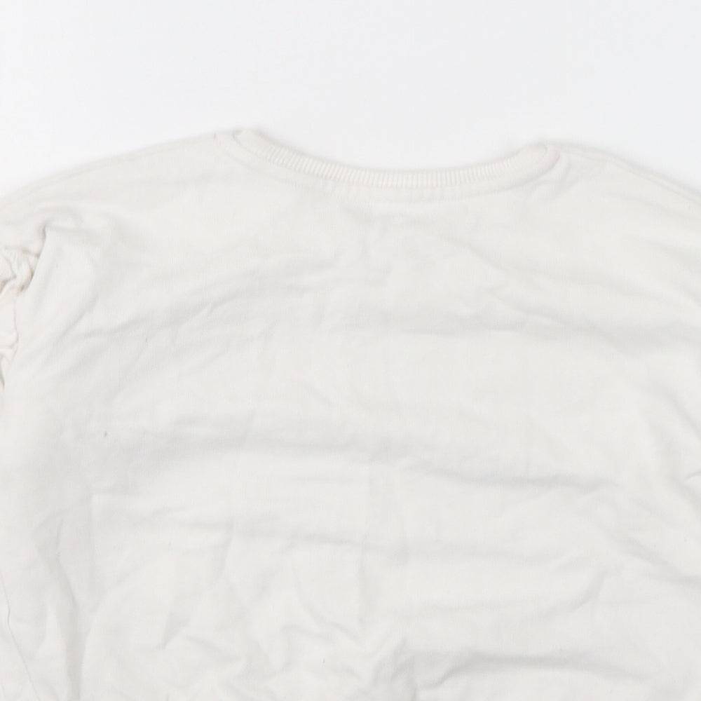 George  Girls White  Cotton Pullover Sweatshirt Size 3-4 Years