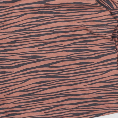George  Girls Pink Animal Print Cotton Basic Casual Size 12-18 Months Round Neck