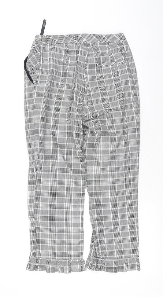 Topshop Womens Grey Plaid Cotton Trousers  Size 8 L20 in Regular