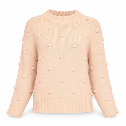 Front view of Vero Moda women’s pink round neck acrylic jumper, size S