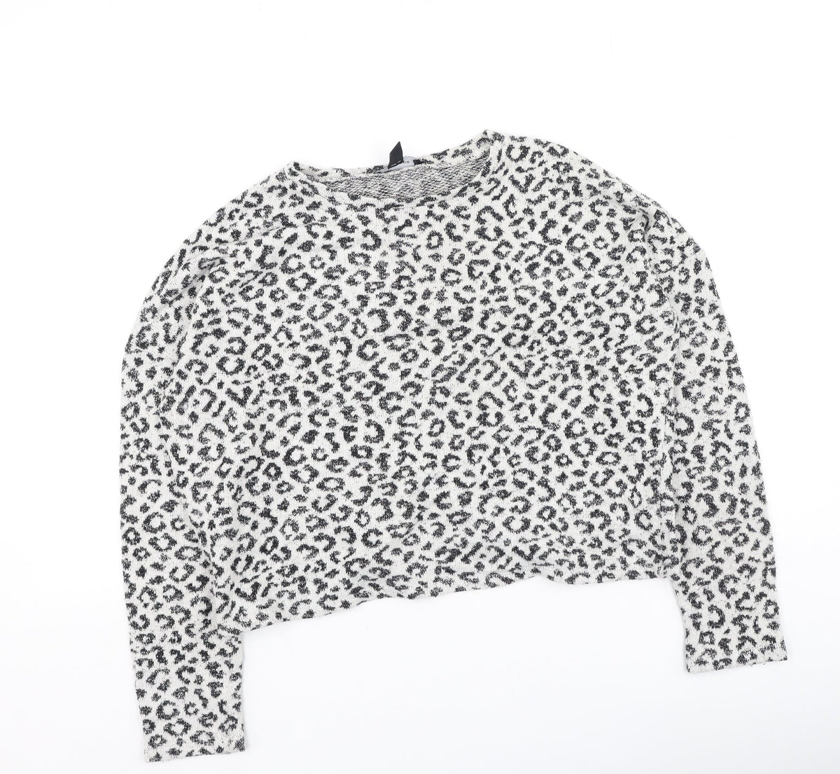 Additional front view of New Look women’s beige animal print polyester pullover sweatshirt, size M