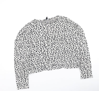 Additional front view of New Look women’s beige animal print polyester pullover sweatshirt, size M