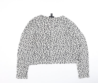 Back view of New Look women’s beige animal print polyester pullover sweatshirt, size M