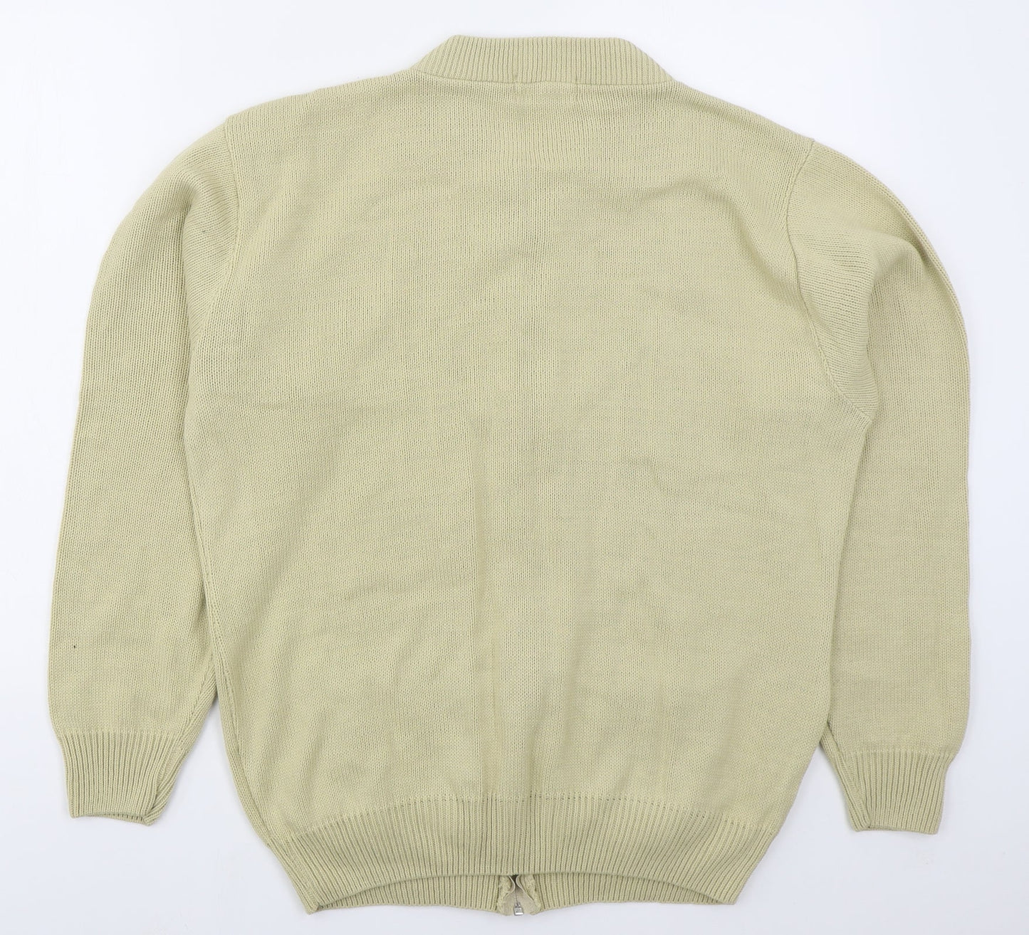 Carabou Mens Beige Crew Neck  Acrylic Full Zip Jumper Size M