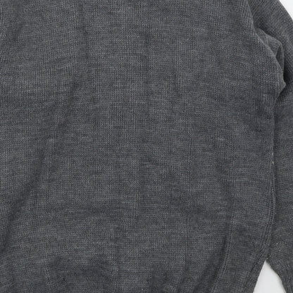 Premier Man Mens Grey V-Neck Geometric Acrylic Full Zip Jumper Size S