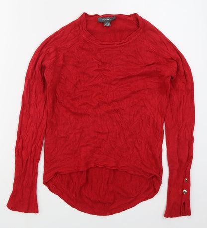 Primark Womens Red Crew Neck  Acrylic Pullover Jumper Size 6