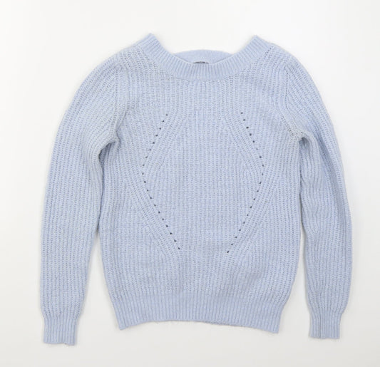 Primark Womens Blue Boat Neck  Acrylic Pullover Jumper Size 6