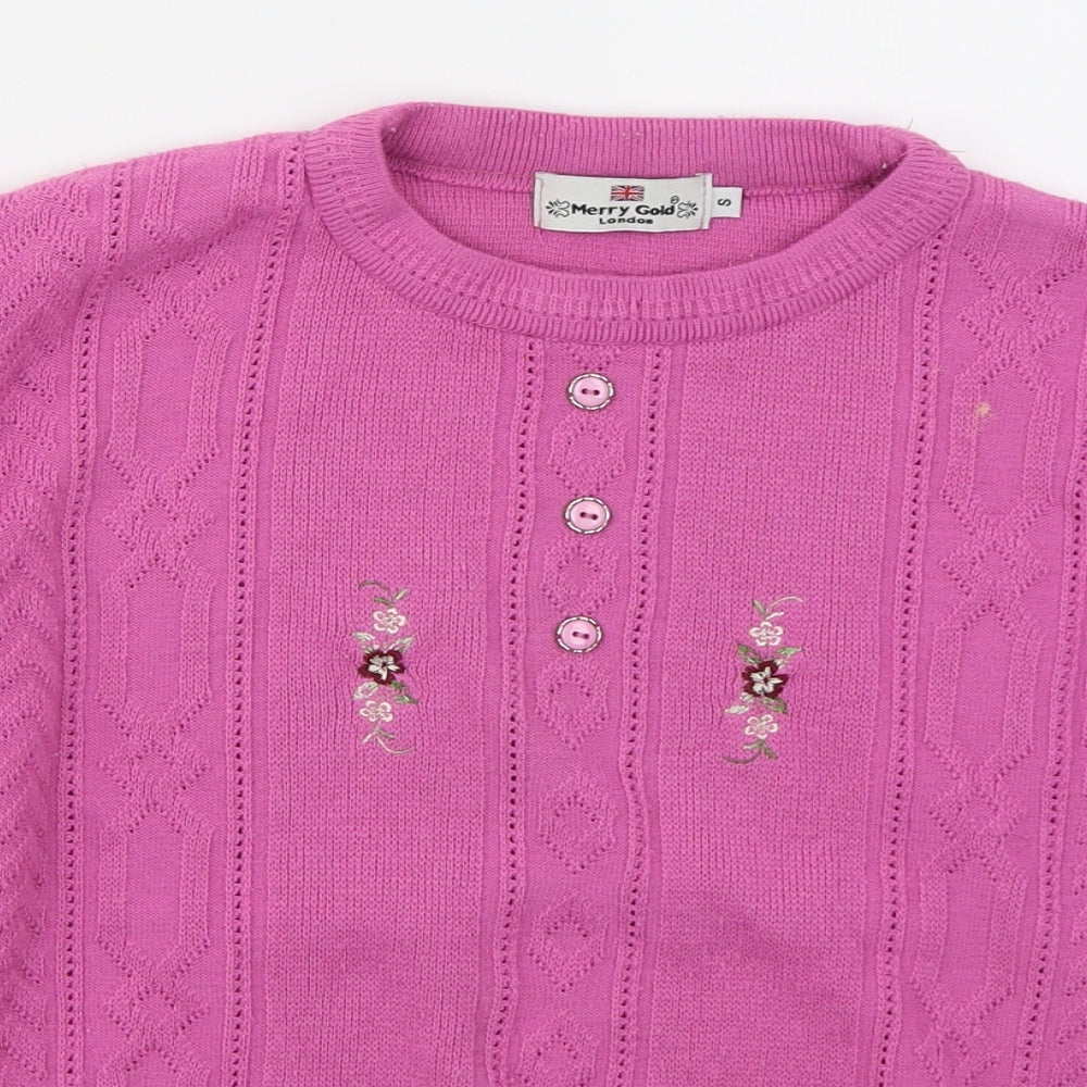 Womens UK Size S Merry Gold Pink Pullover Jumper