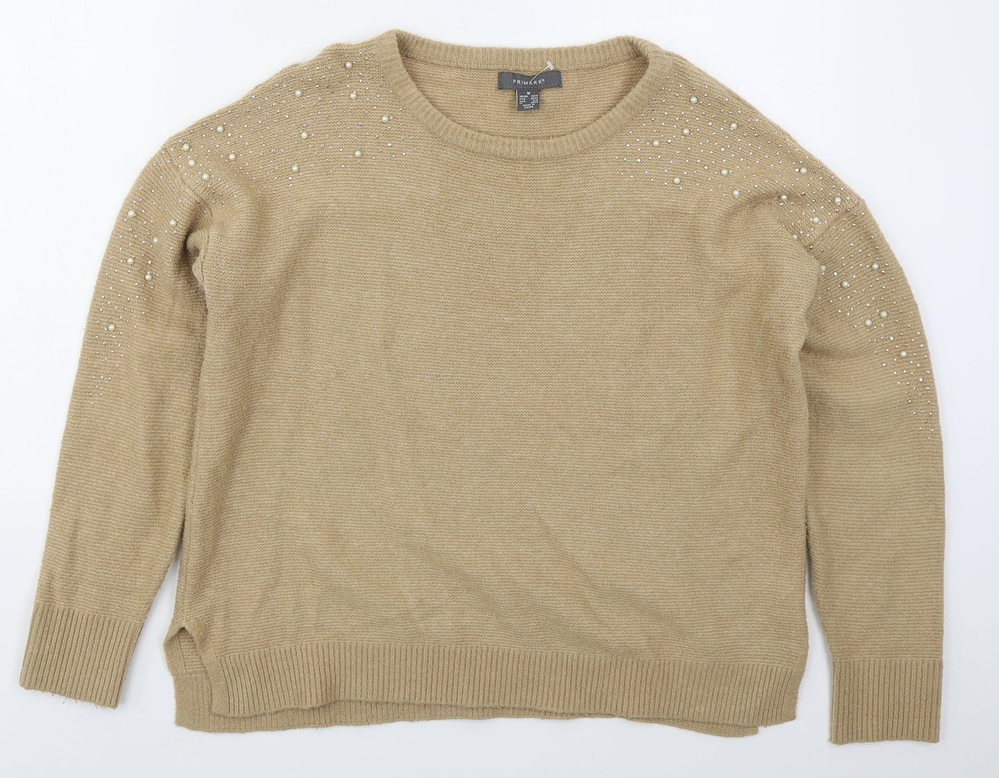 Primark Womens Beige Round Neck  Acrylic Pullover Jumper Size 12