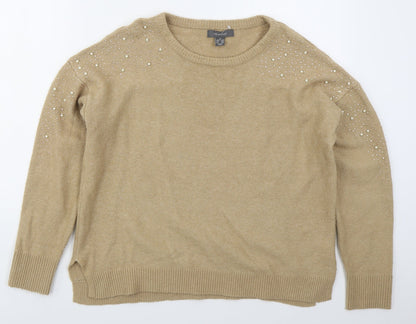 Primark Womens Beige Round Neck  Acrylic Pullover Jumper Size 12