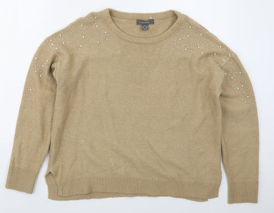 Primark Womens Beige Round Neck  Acrylic Pullover Jumper Size 12