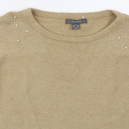 Primark Womens Beige Round Neck  Acrylic Pullover Jumper Size 12
