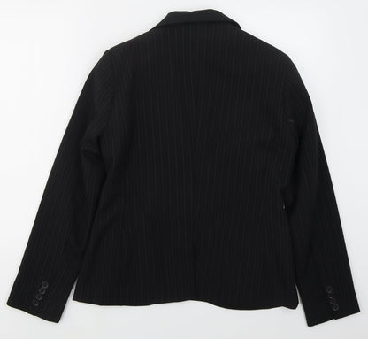 Atmosphere Womens Black Striped Polyester Jacket Suit Jacket Size 14