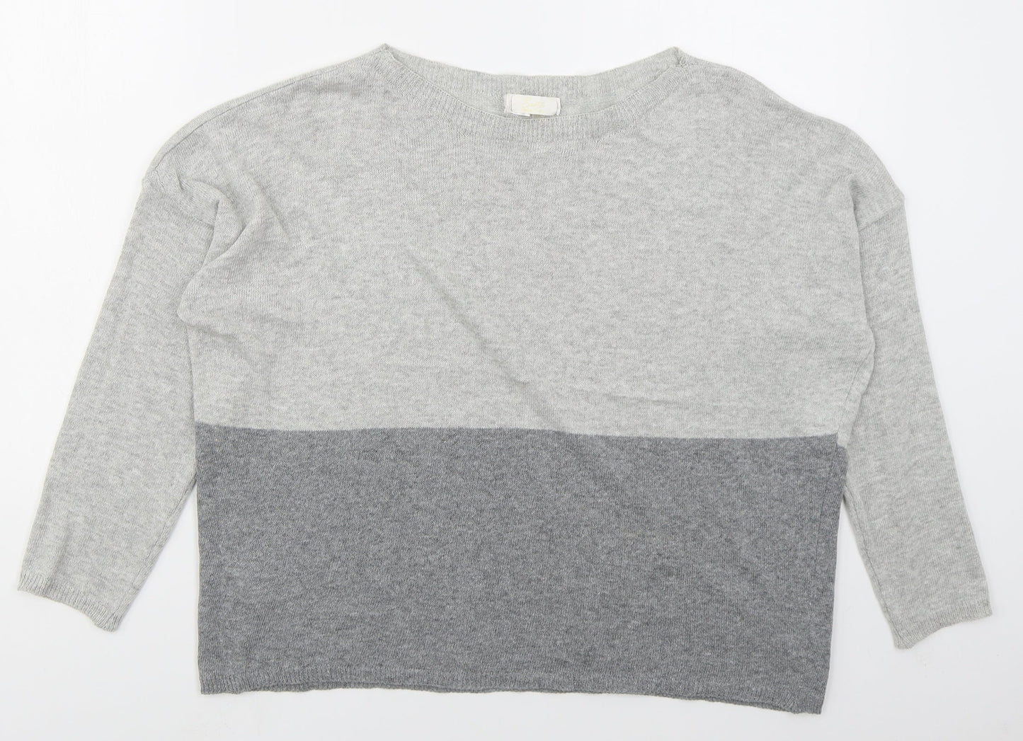 Sarta Womens Grey Boat Neck  Cotton Pullover Jumper Size M   - Colour Block