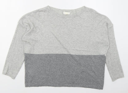 Sarta Womens Grey Boat Neck  Cotton Pullover Jumper Size M   - Colour Block