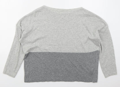 Sarta Womens Grey Boat Neck  Cotton Pullover Jumper Size M   - Colour Block