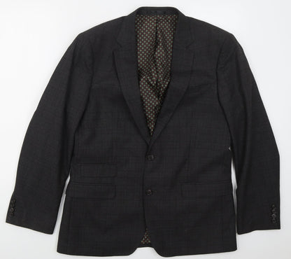 F&F Mens Grey Check Polyester Jacket Suit Jacket Size 42