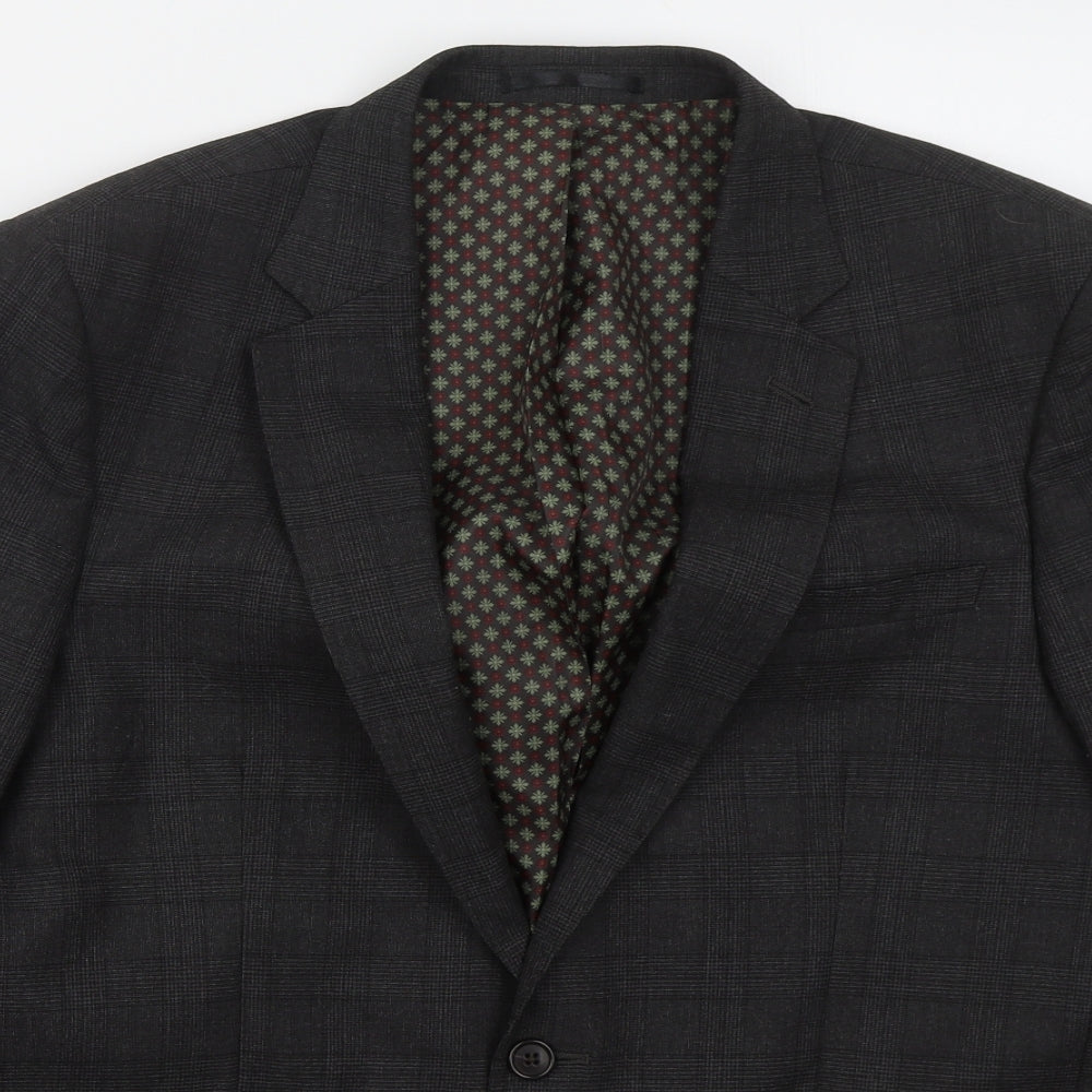 F&F Mens Grey Check Polyester Jacket Suit Jacket Size 42