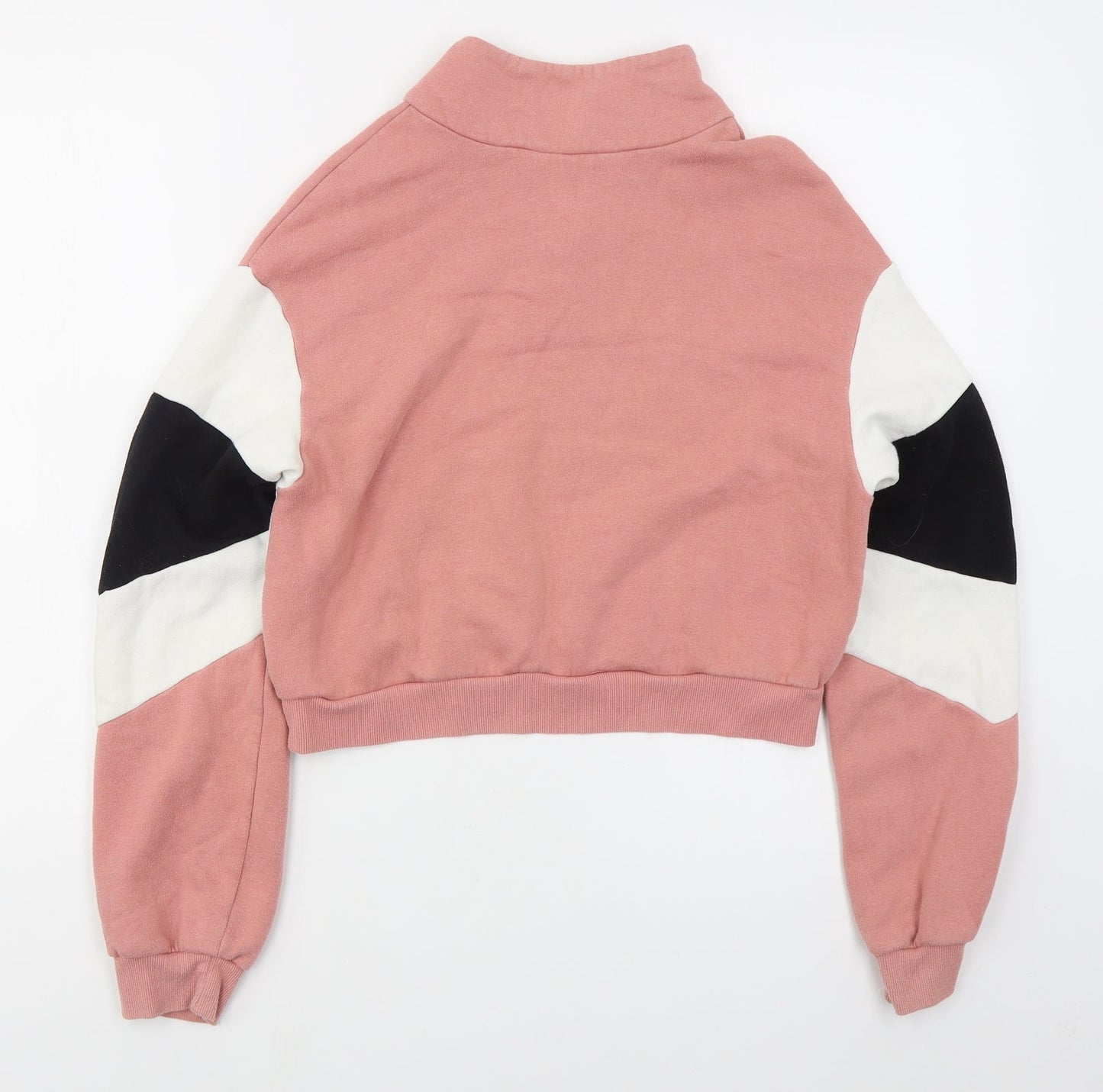 H&M Womens Pink Colourblock Cotton Pullover Sweatshirt Size XS  Zip