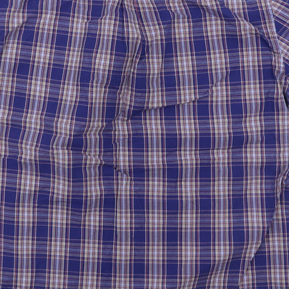 Red Herring Mens Blue Check Cotton  Button-Up Size L Collared Button