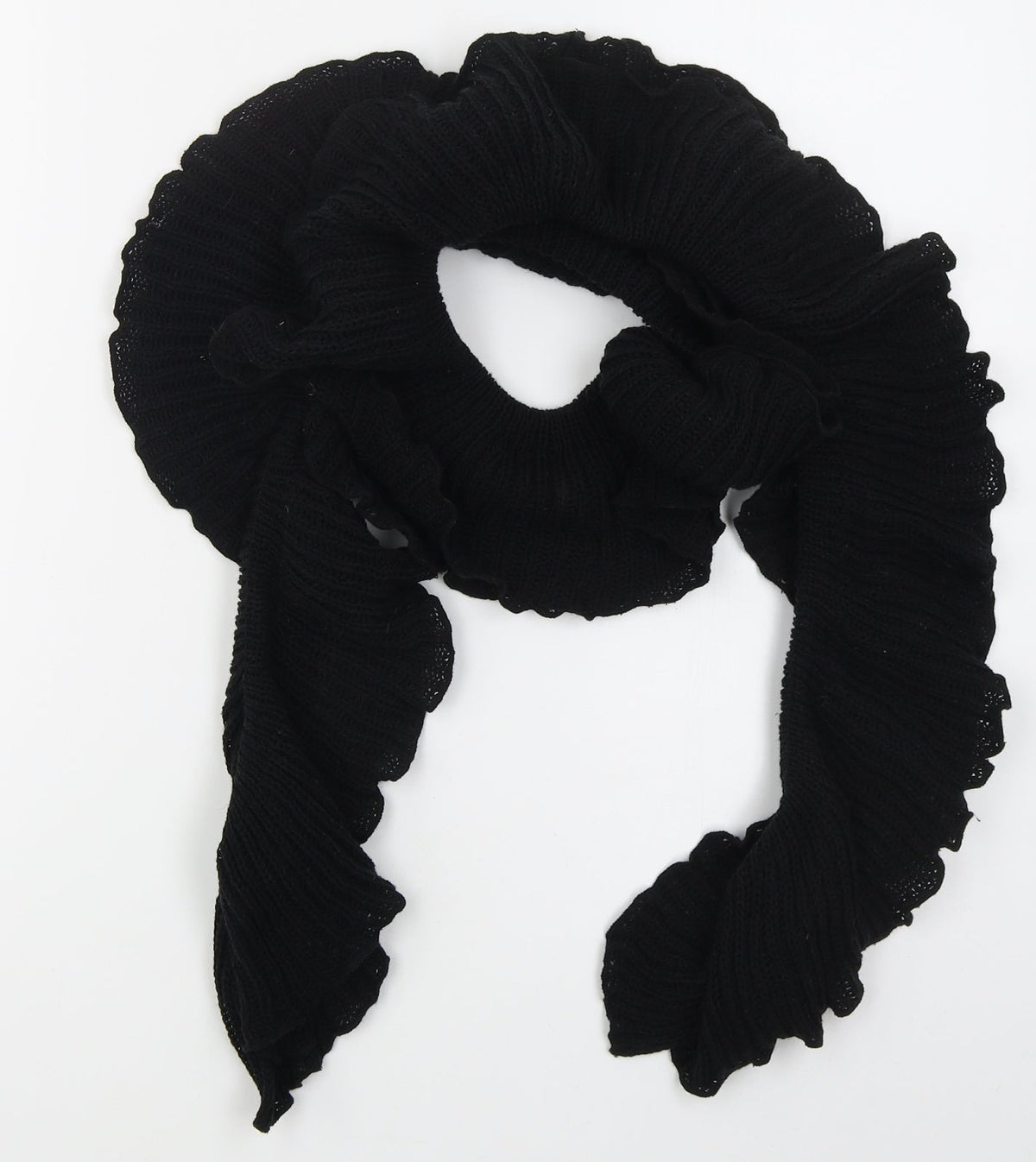 Front view of BHS women’s black acrylic scarf